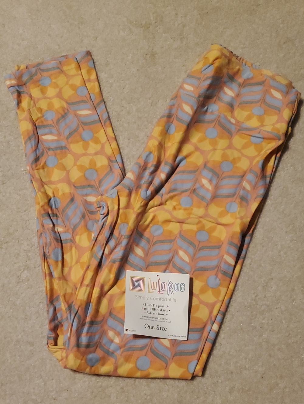LuLaRoe Womens Yellow & Gray Geometric Leggings